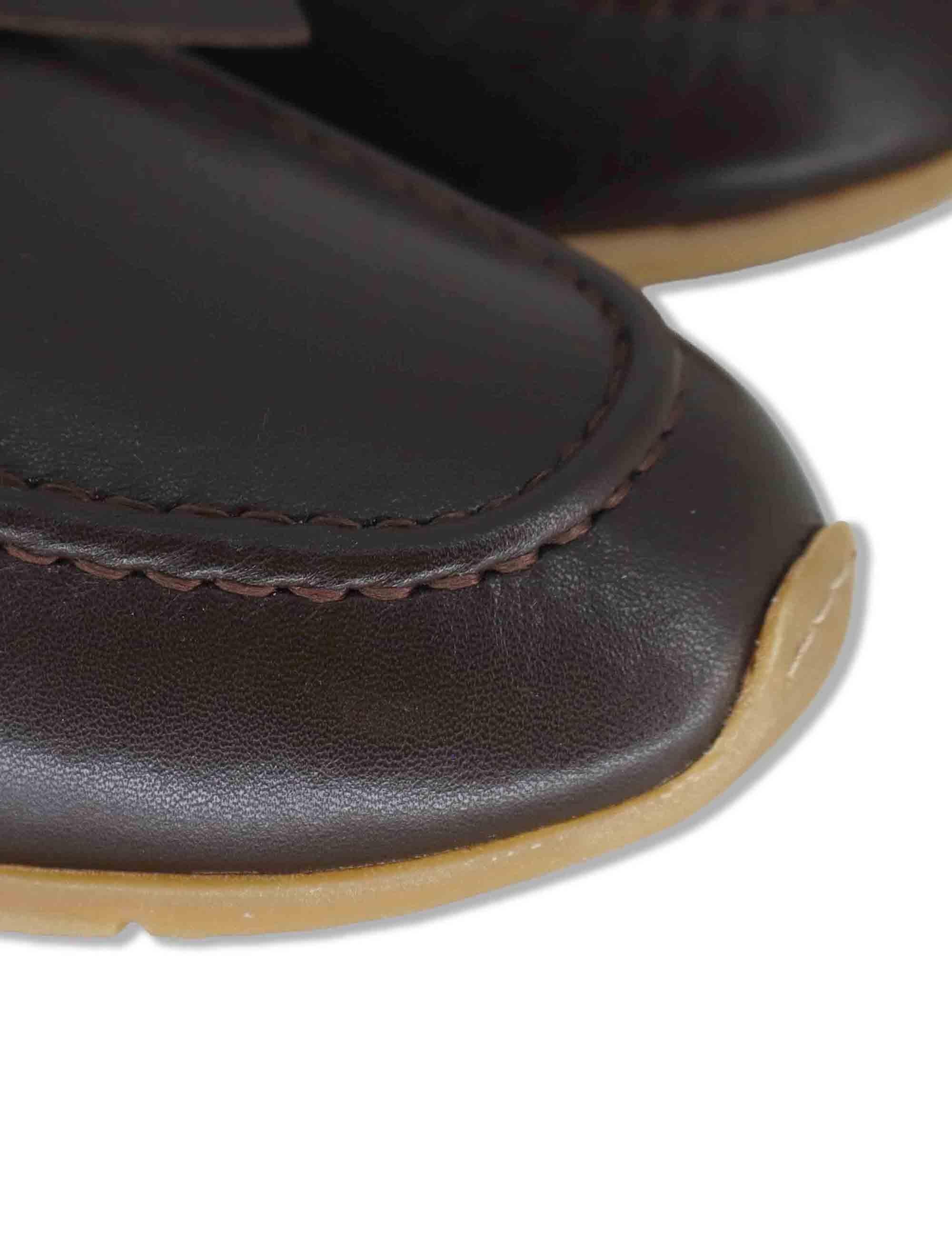 Mocassini donna in pelle marrone con fiocchetti e suola bassa in gomma SP60109 014 Spatarella 