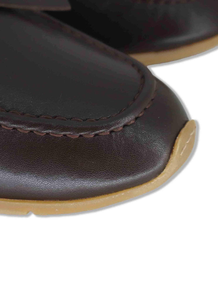 Mocassini donna in pelle marrone con fiocchetti e suola bassa in gomma SP60109 014 Spatarella 