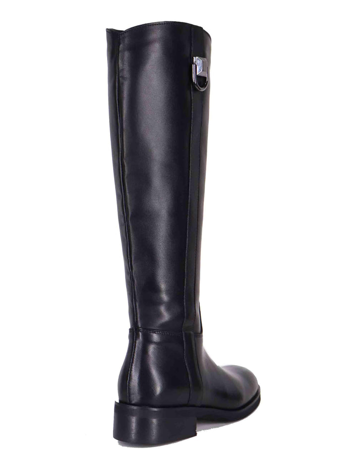 Stivali donna in pelle nera tacco basso con accessorio SPSTPR6045 001 Spatarella 