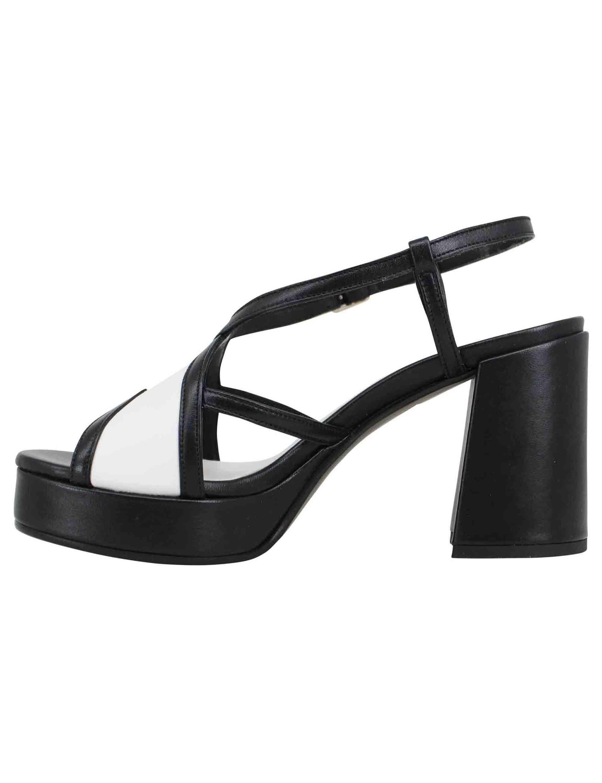 Sandali slingback donna in pelle nera tacco alto e plateau SP863 001 Spatarella 