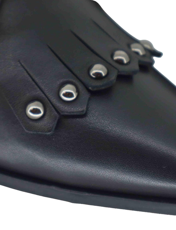 Stringate donna in pelle nera con frange e tecco basso HI254263 C002 Hispanitas 