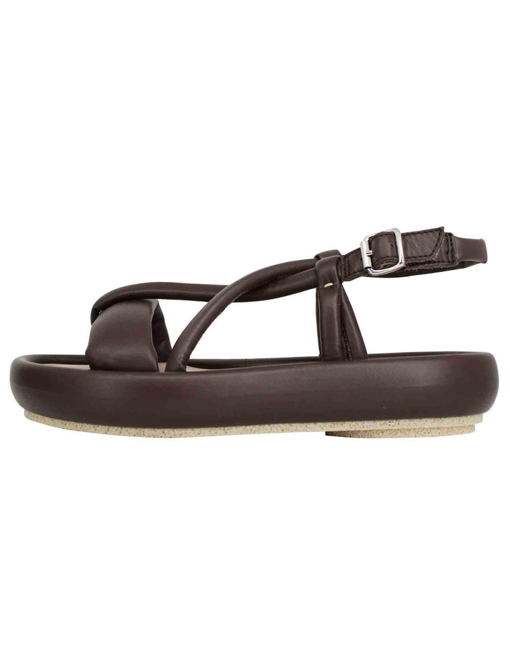 Sandali infradito slingback donna in pelle testa di moro con zeppa bassa BASU 013 Patrizia Bonfanti 