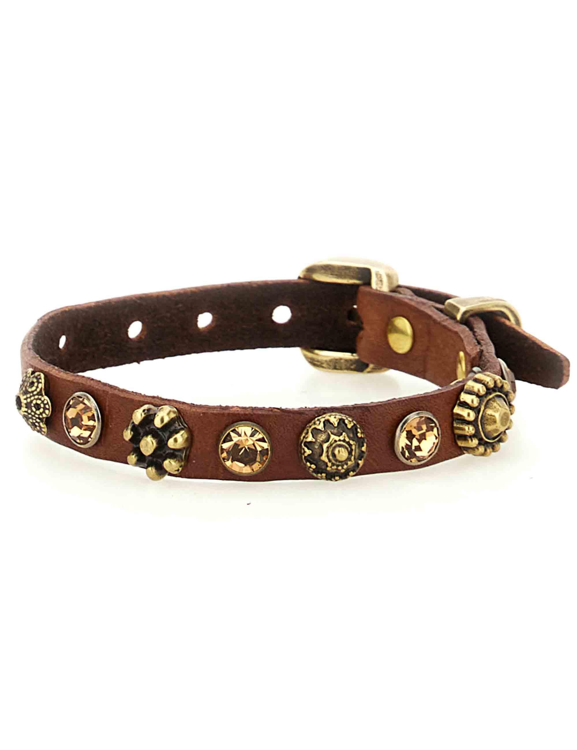 Bracciali donna in pelle cuoio con borchie e fibbe C003390ND X3076 C1502 Campomaggi 