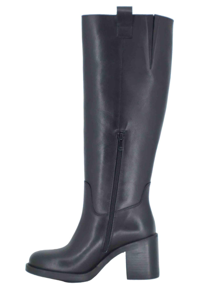 Stivali donna in pelle nera con tacco alto e punta tonda SP56213 001 Spatarella 