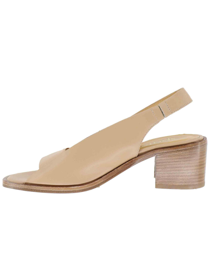Sandali slingback donna in pelle beige con tacco medio SP2043 036 Spatarella 