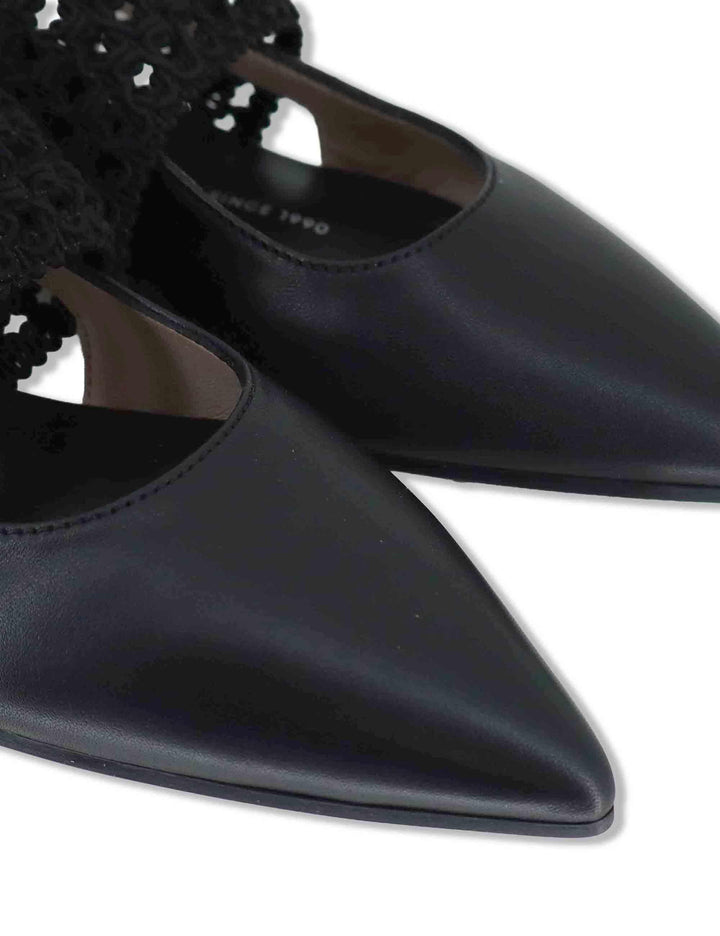 Decollete slingback donna in pelle nera con punta a punta e tacco basso HV264778 BLACK Hispanitas 