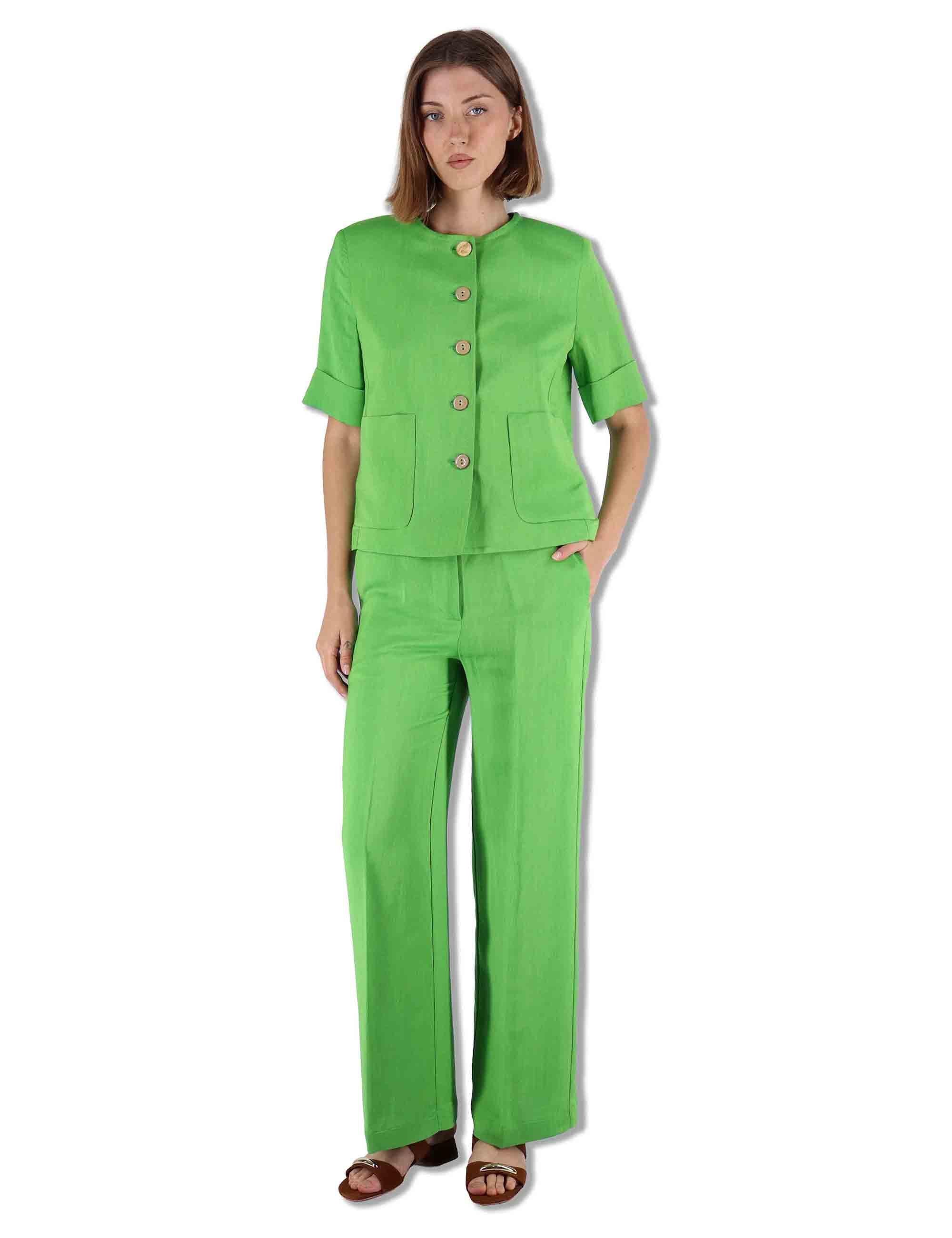 Giacche donna Timeless Linen in lino verde con maniche 3/4 JD648140106 60131 Maliparmi 