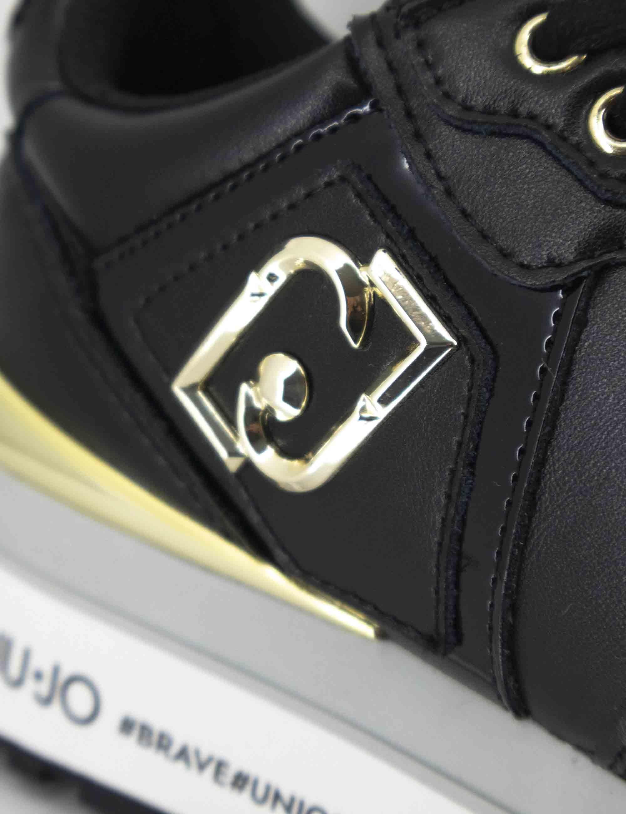 Sneakers donna Maxi Wonder 01 in pelle nera con suola alta 5,5 cm BF5009P010222222 Black Liu-Jo 