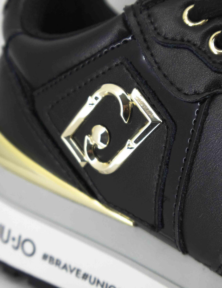 Sneakers donna Maxi Wonder 01 in pelle nera con suola alta 5,5 cm BF5009P010222222 Black Liu-Jo 