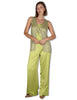 Women's Green Shiny Cady Trousers in Natural Viscose JH807550631 60109