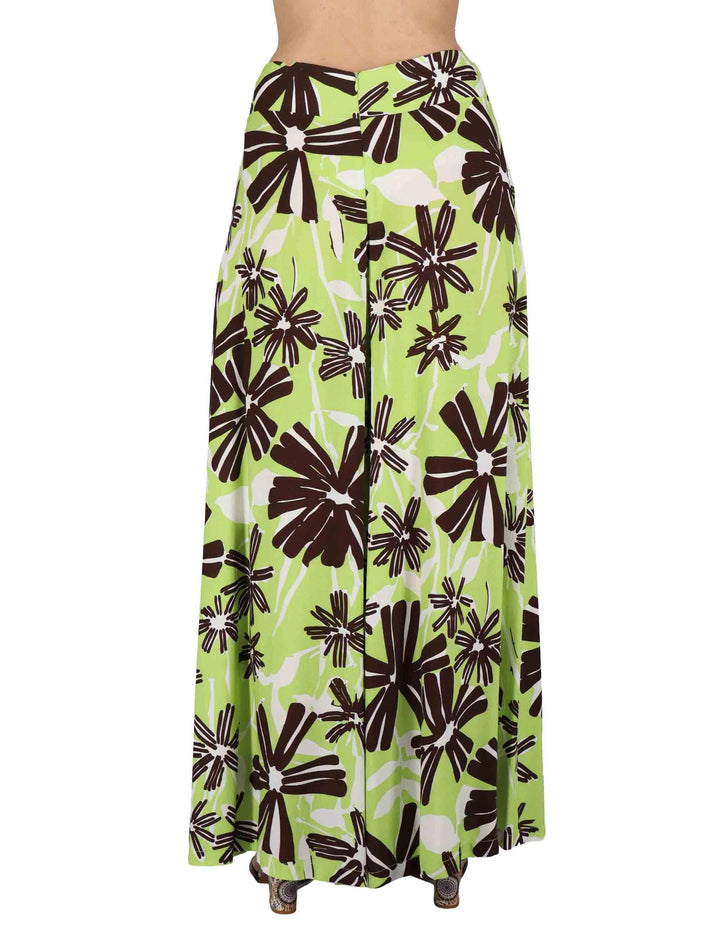 Pantaloni donna Palazzo Trousers in viscosa naturale verde stampata JABPN0001-F1090-1244 7046 Justmine 