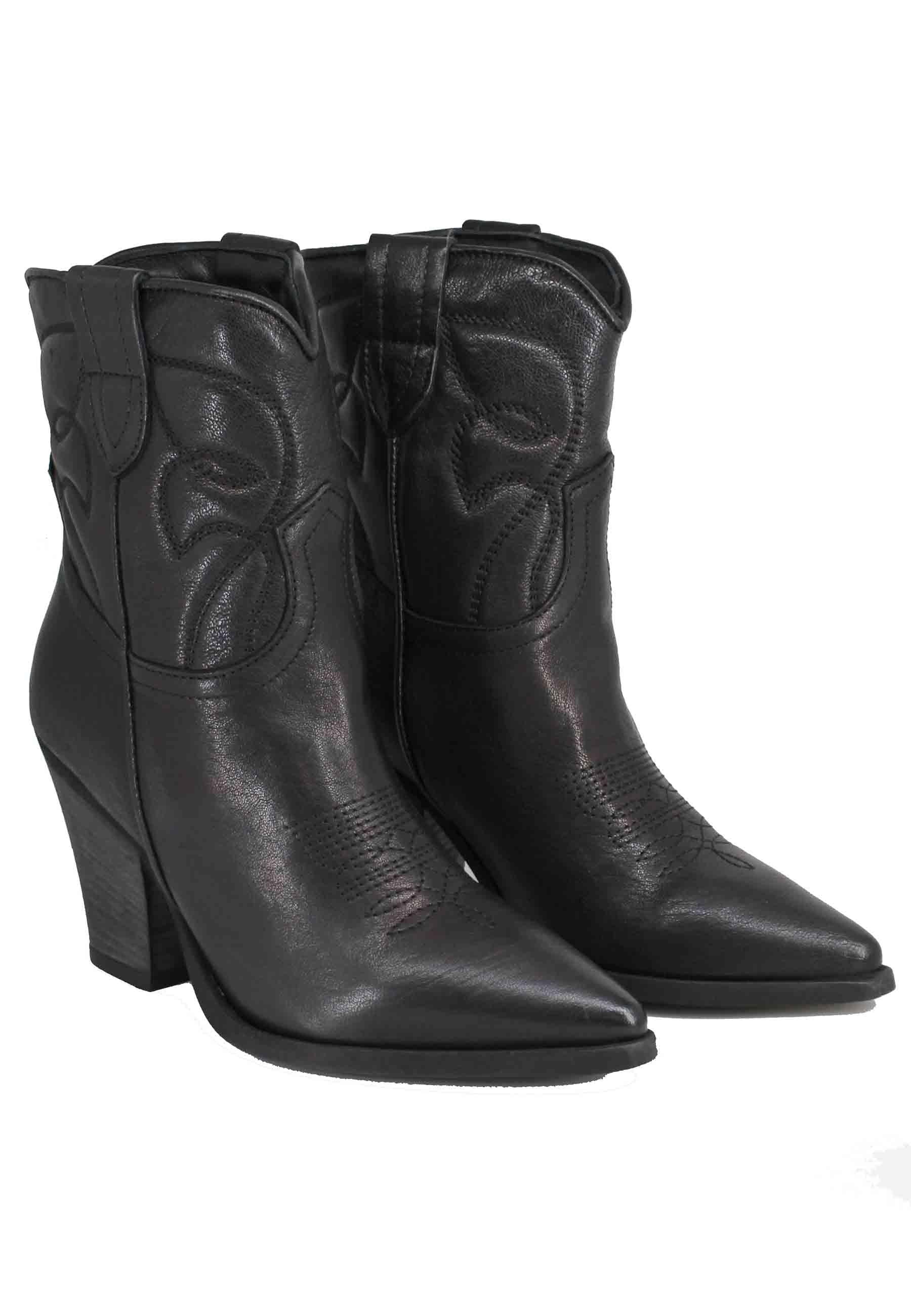 Stivaletti Texani Donna in Pelle Nera SOFIE03 001