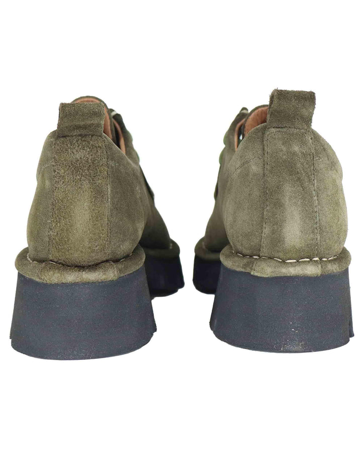 Stringate donna in crosta verde con suola alta in gomma SP45081 038 Spatarella 