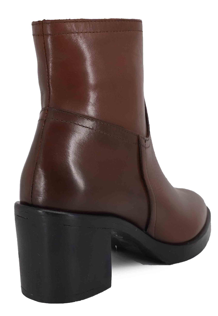 Stivaletti donna in pelle marrone con tacco e suola in gomma SPTR951 012 Spatarella 