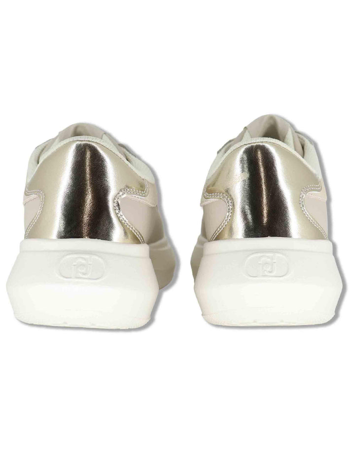 Sneakers donna in pelle e tessuto off white con suola alta in gomma CASPER 01 GOLD Liu-Jo 