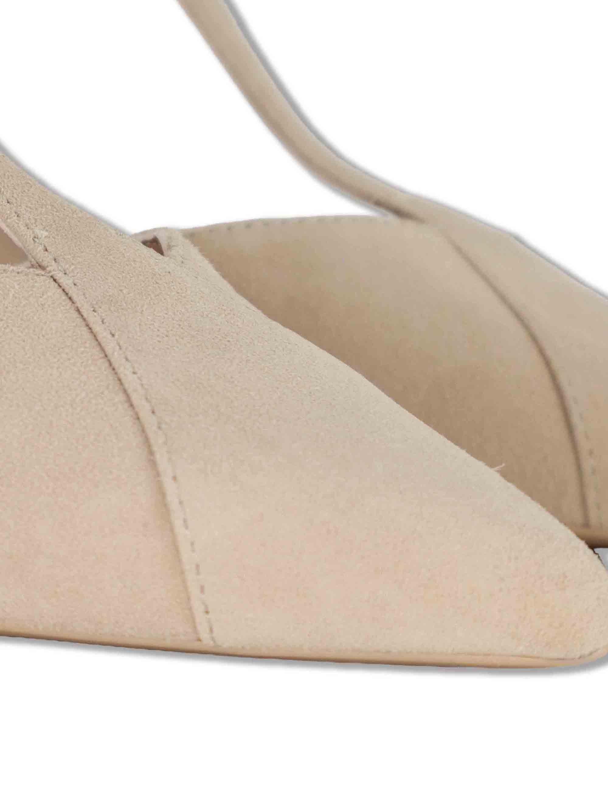 Decollete slingback donna in camoscio nude con tacco alto e cinturini regolabili LETON KS SKIN Unisa 