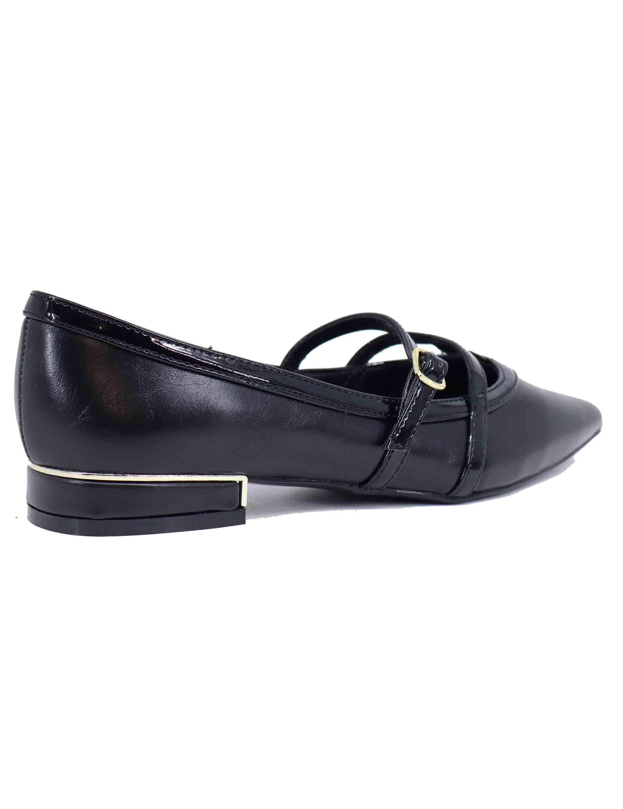 Ballerine donna in eco pelle nera con punta a punta T170008117F7 001 Exe 