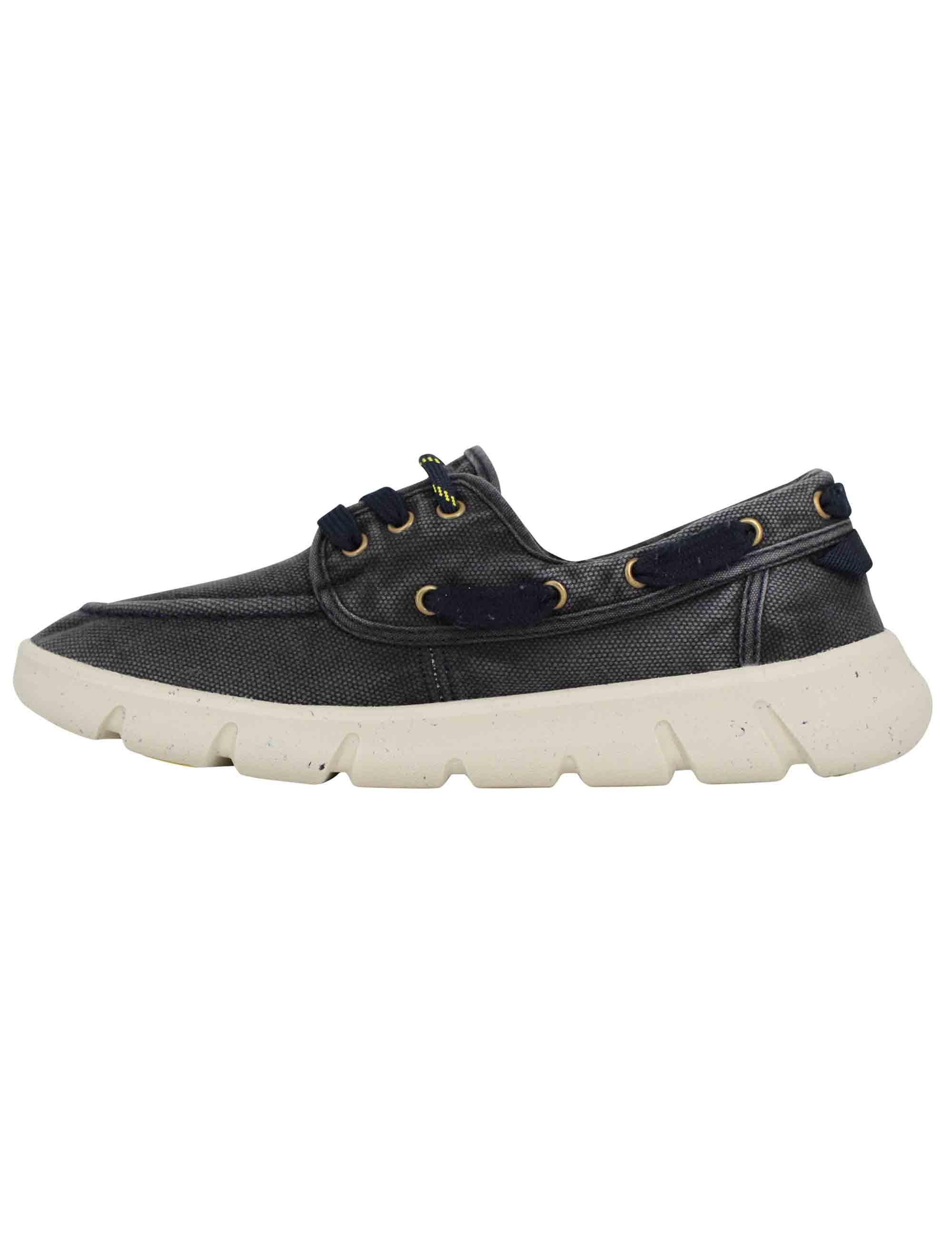 Stringate uomo tabasco boat in tessuto blu con suola ultra leggera JM41031A 016 Jeep 
