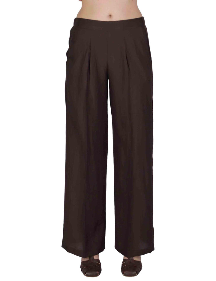 Pantaloni donna Elastic Waist Trousers in lino marrone con elastico in vita JABPN0001-F1369-1254 8140 Justmine 