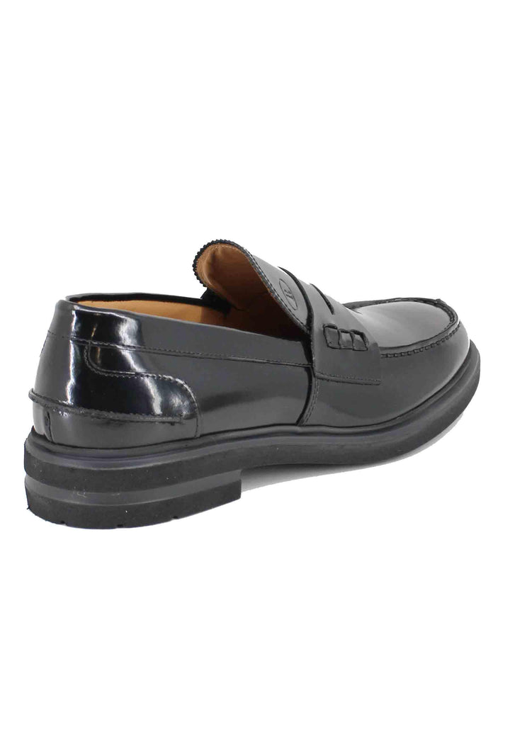 Mocassini uomo in pelle nera con fondo gomma AWARD 17 001 Rogal's 