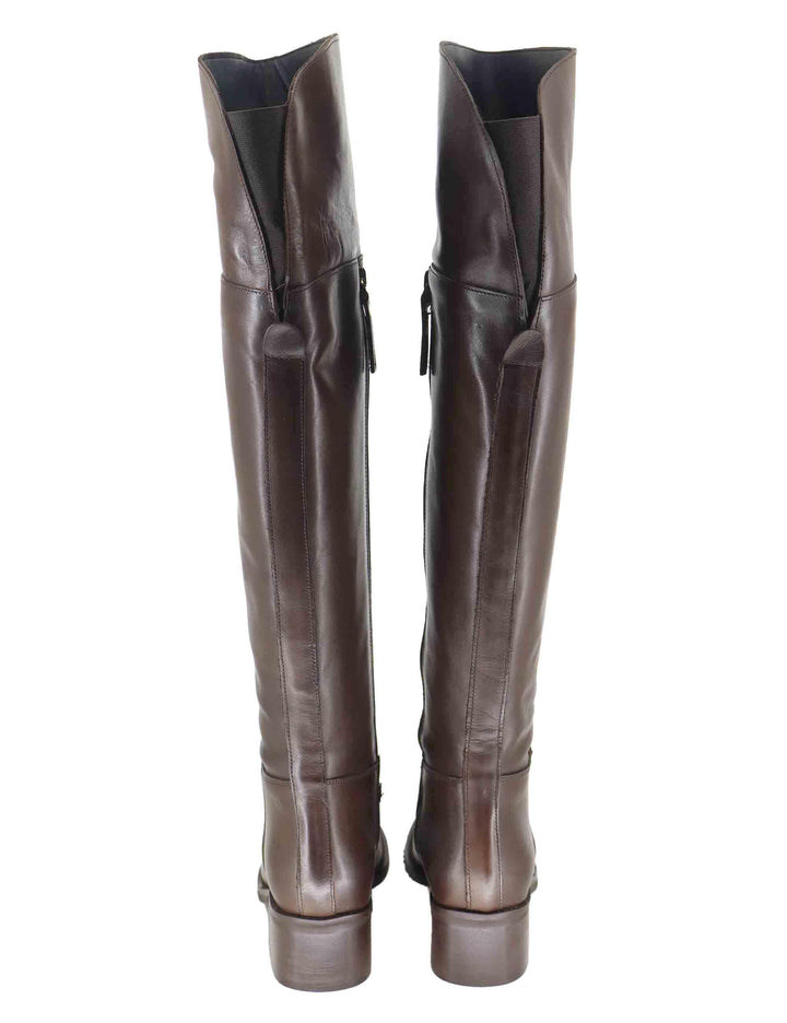 Stivali donna in pelle marrone con ghetta al ginocchio e tacco basso SPSTE5510 014 Spatarella 