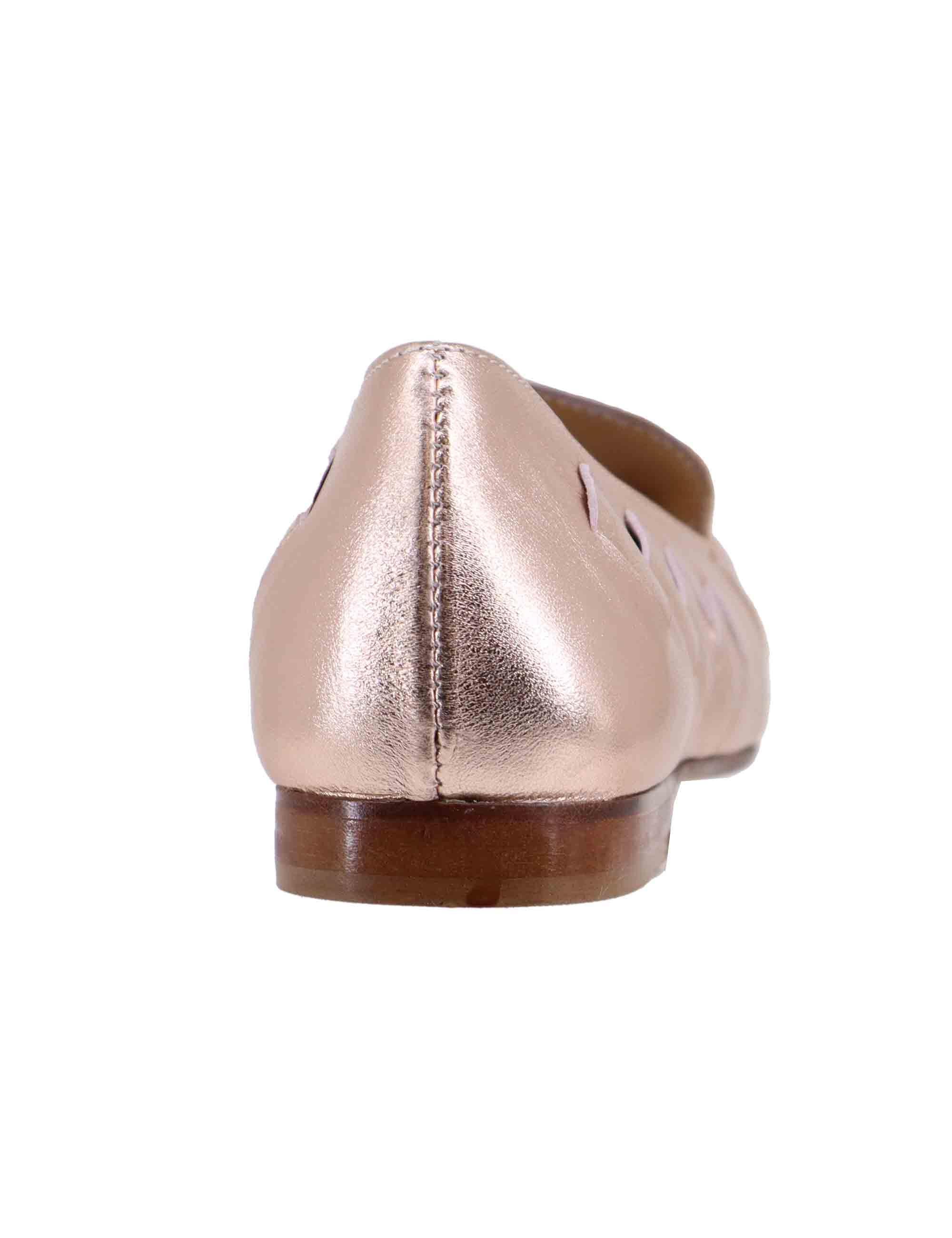 Mocassini donna in pelle rosa laminata intrecciata SP2009 033 Spatarella 