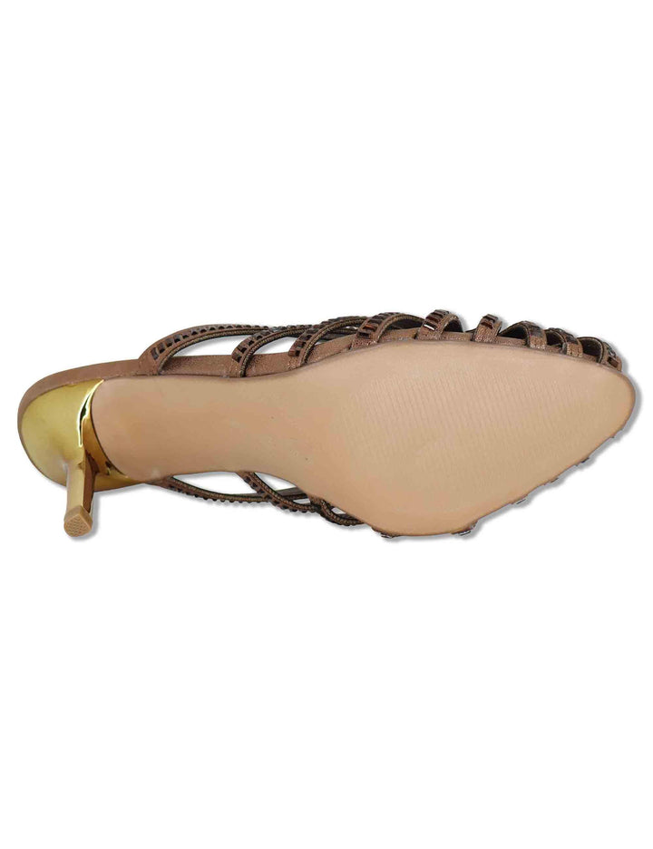 Sandali donna in tessuto e strass bronzo con tacco alto oro SUSANA-566 512-6 Exe 