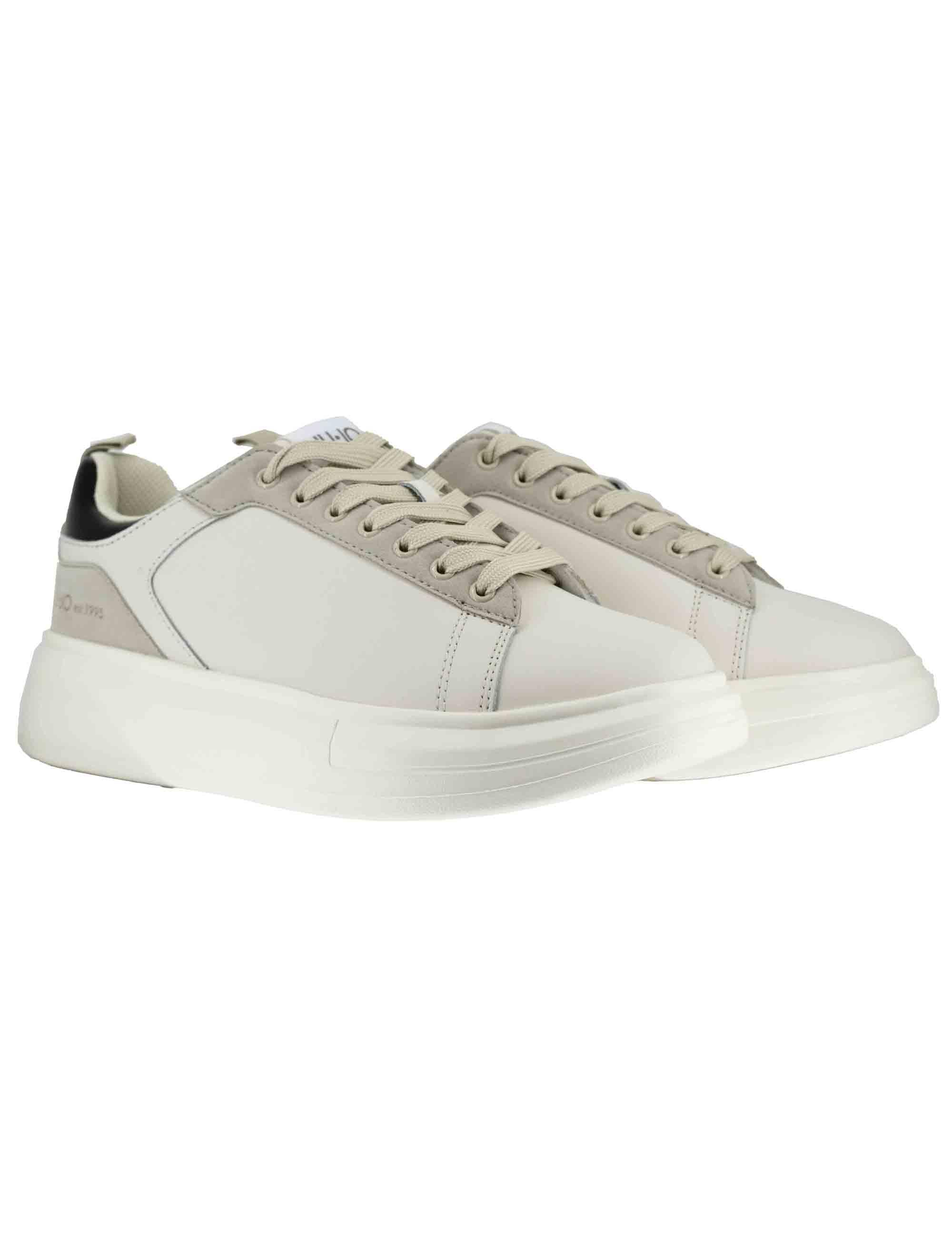 Sneakers uomo Big 5 in pelle off white con suola alta 5,5 cm 7G5015P0304S1411 MILK/BLACK Liu-Jo 