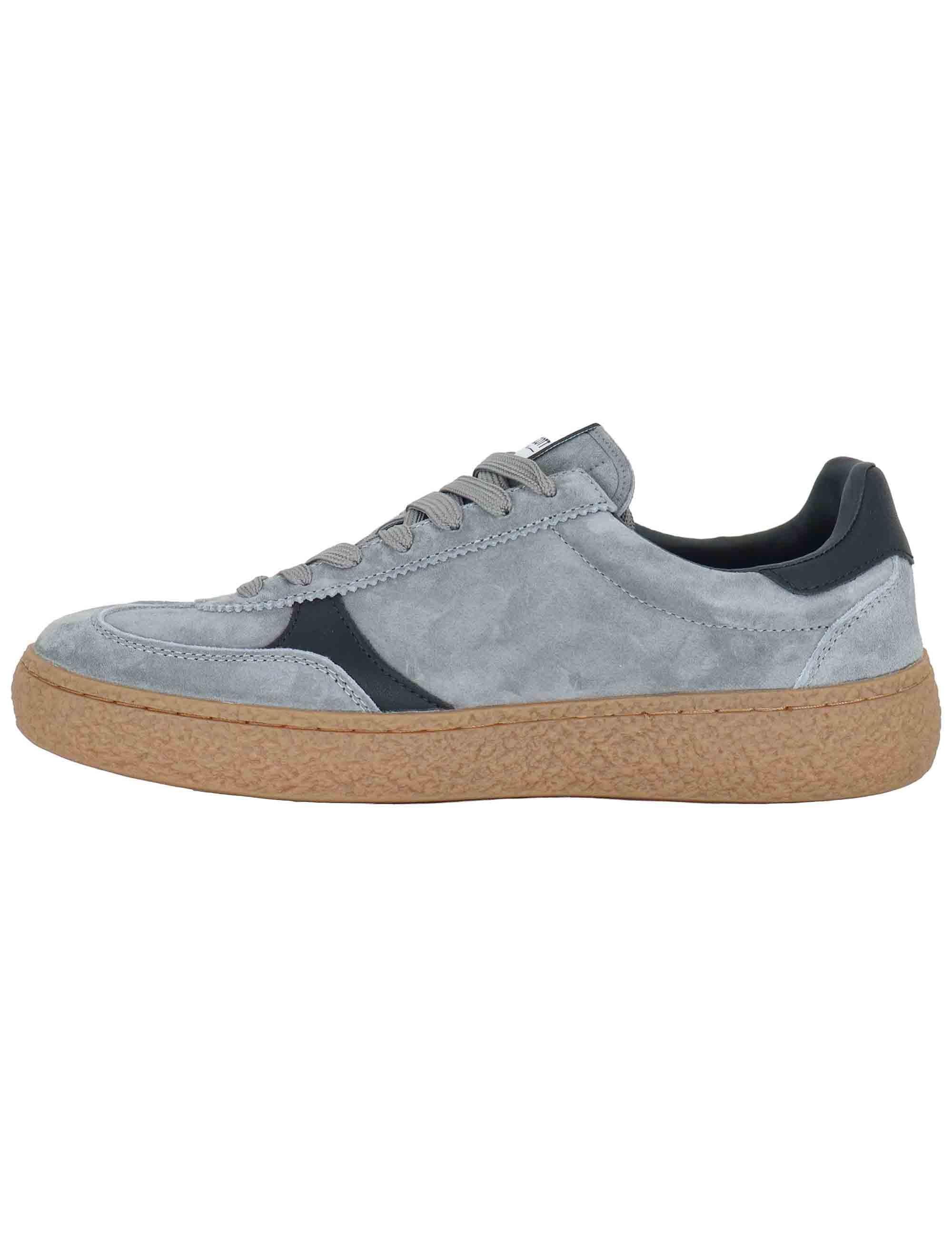 Sneakers uomo in pelle grigia con riporti in contrasto e logo laterale ATLANTIDE012 125 Lyle & Scott 