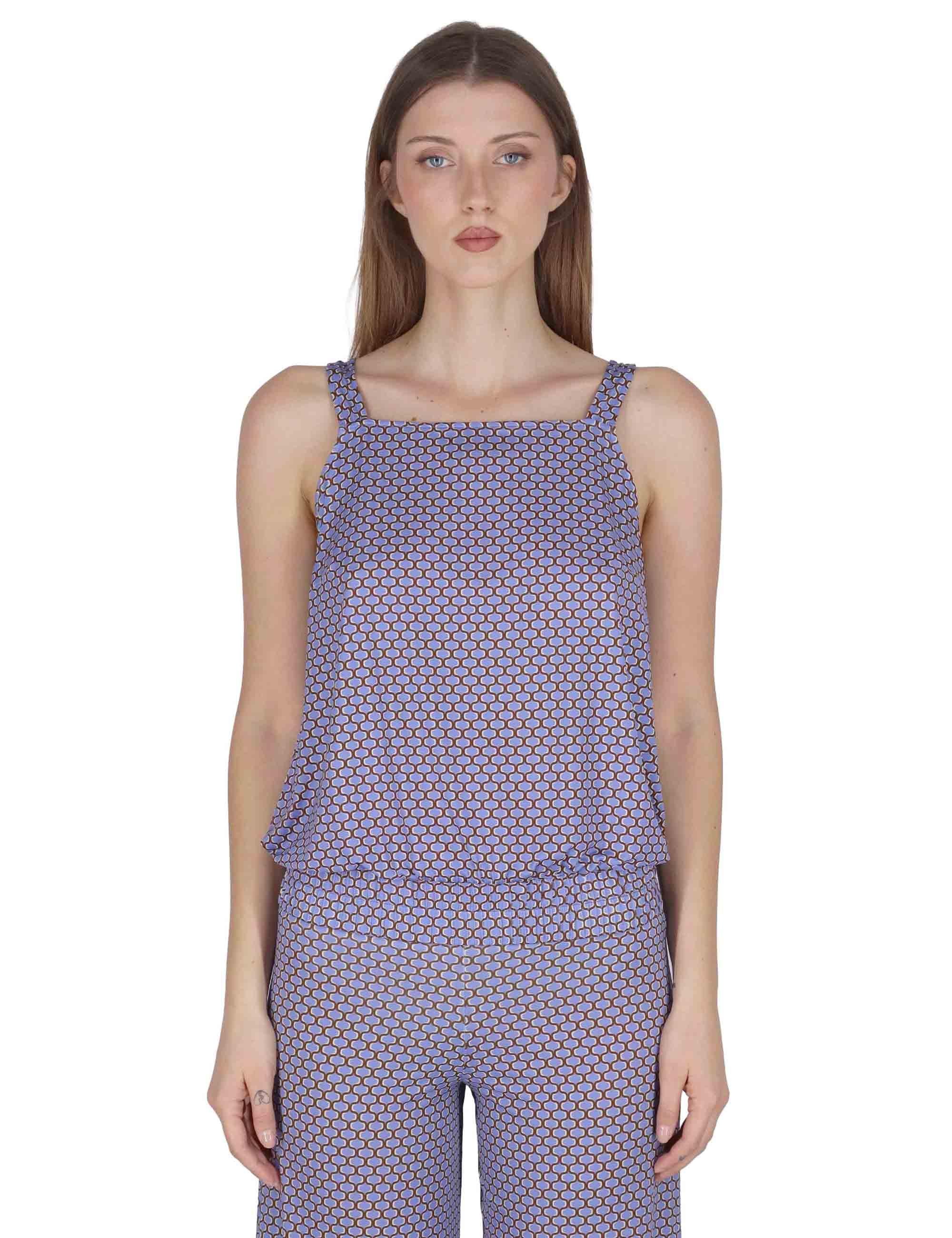 Top donna Square Neck Tank in jersey stretch lilla a fantasia JFATS0001-E2825-1267 6090 Justmine 