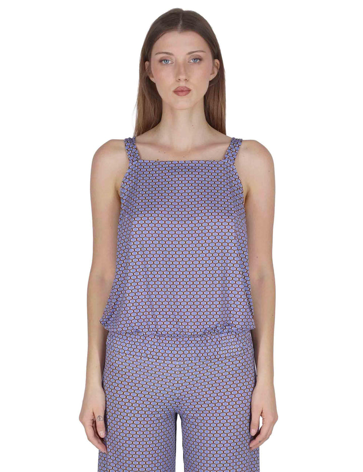 Top donna Square Neck Tank in jersey stretch lilla a fantasia JFATS0001-E2825-1267 6090 Justmine 