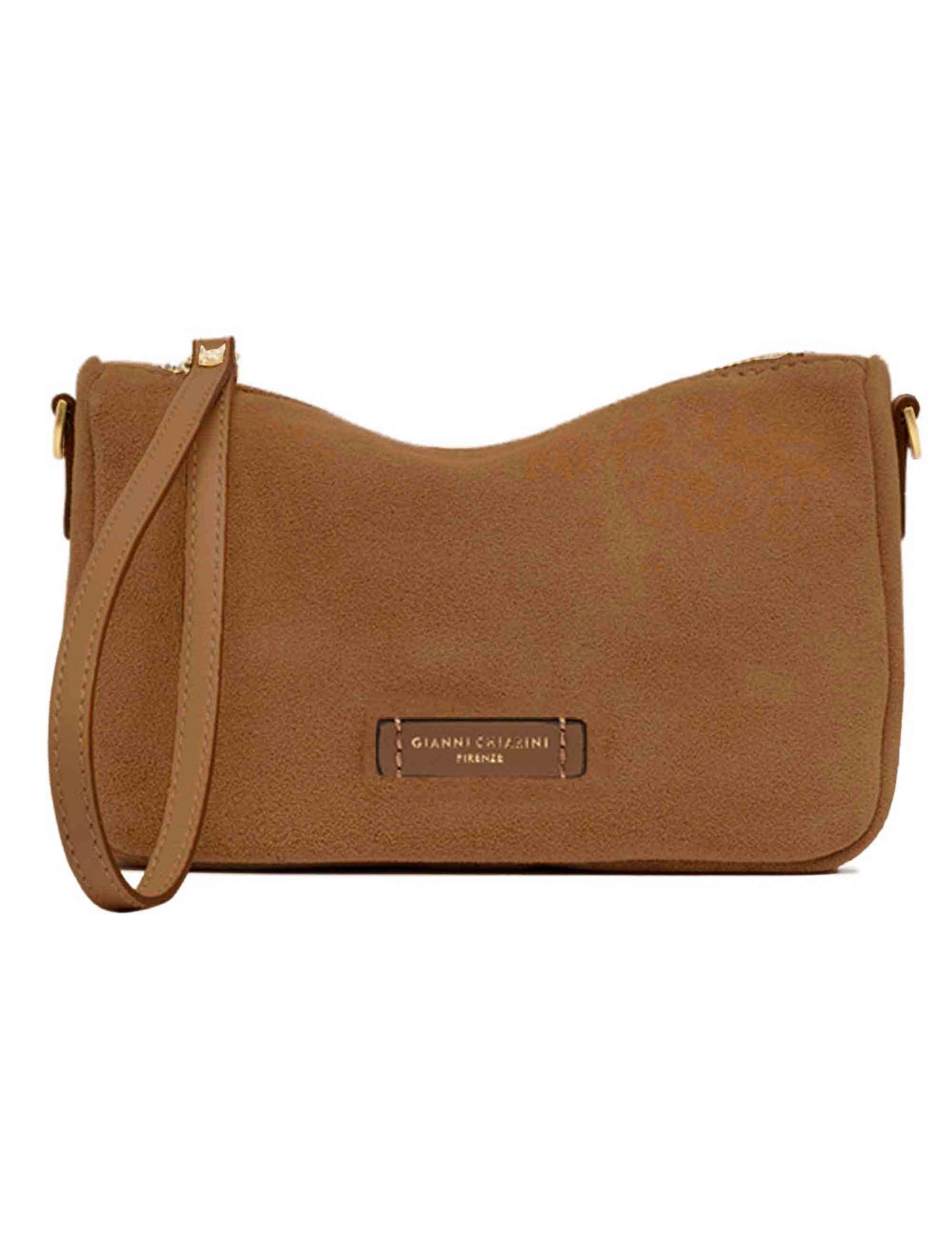 Borse donna Nora Pouch in pelle scamosciata cuoio con polsiera e tracolla BS10224 CM-PL 1478 Gianni Chiarini 