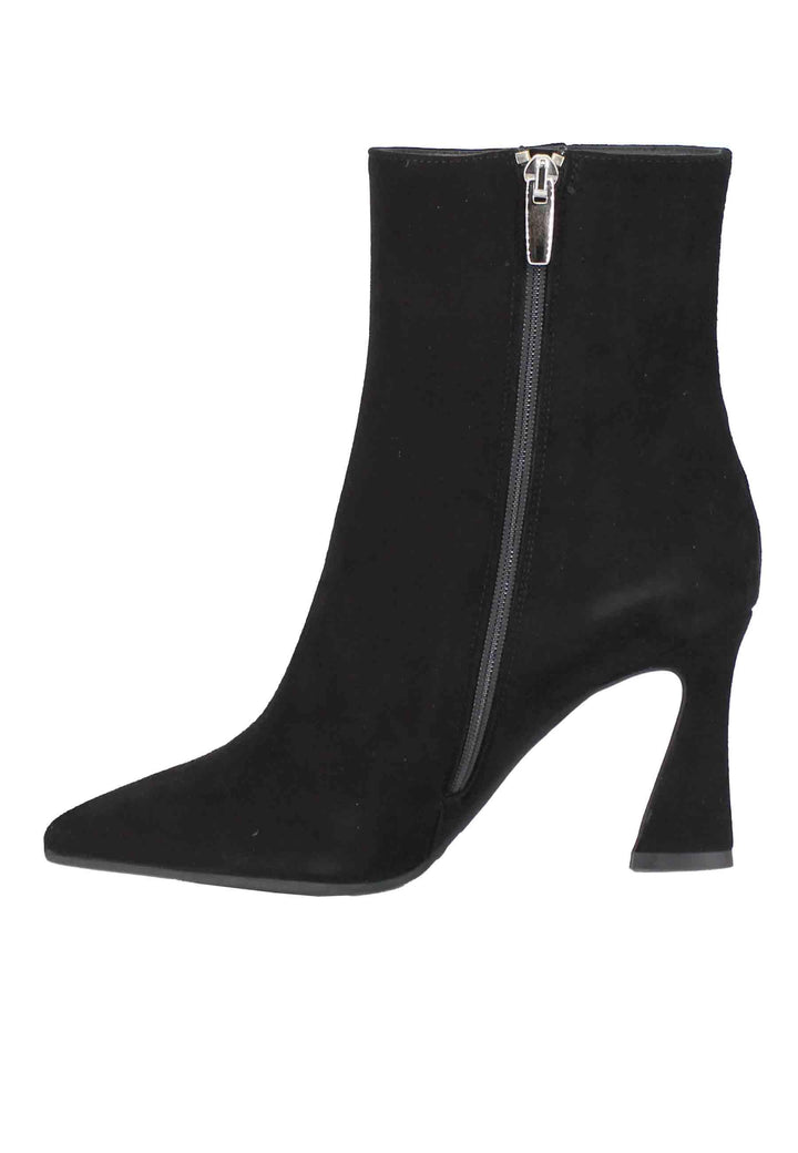 Stivaletti donna in camoscio nero tacco alto punta a punta SP1716 001 Spatarella 