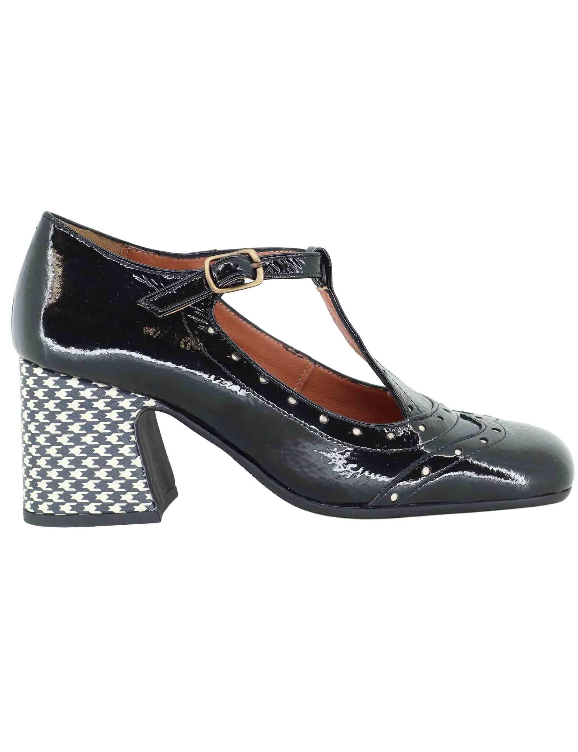 Decollete donna Mery Jane in vernice nera con impunture 5133Z 001 Les Venues 