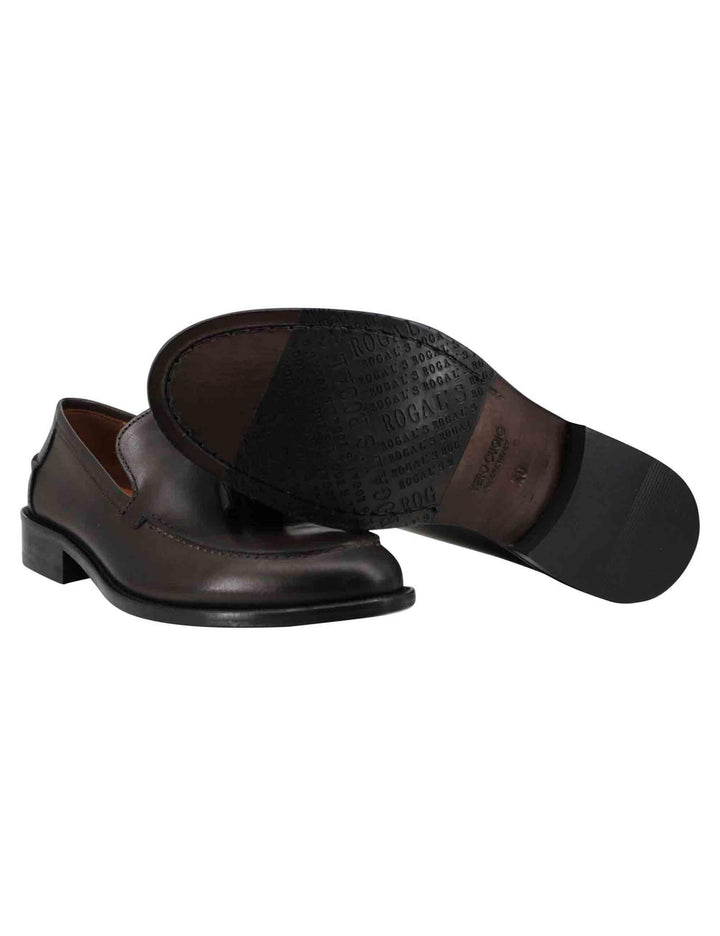 Mocassini uomo in pelle testa di moro con suola cucita in cuoio e nappine OXFORD 7 013 Rogal's 