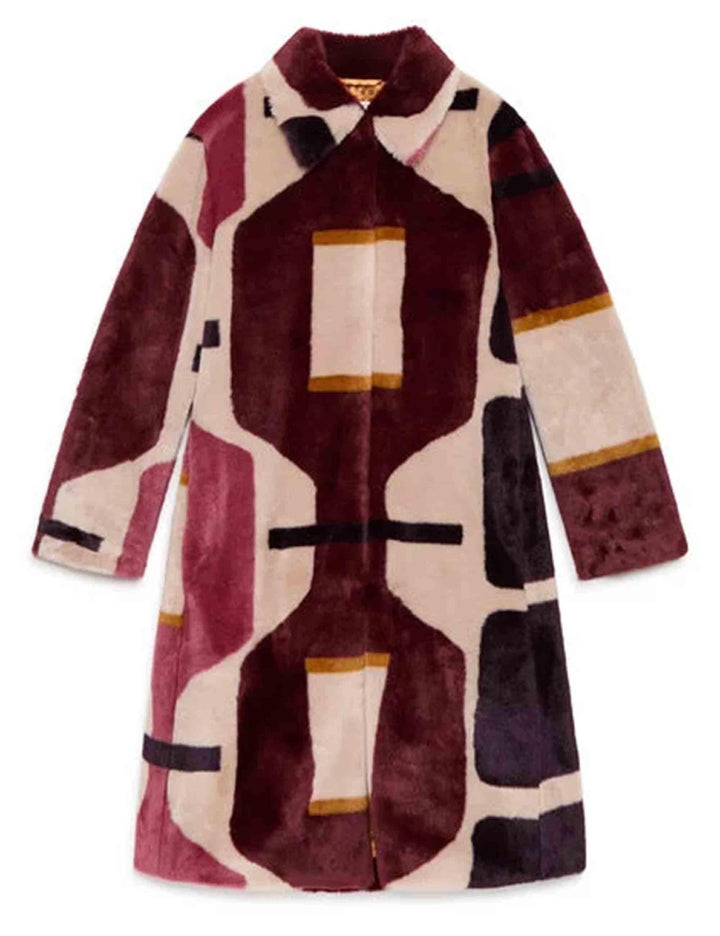 Cappotti donna Sculptural Chain in tessuto bordeaux a fantasia JB539150645 A3358 Maliparmi 