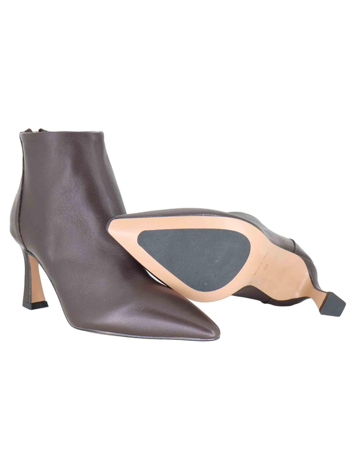 Stivaletti donna in pelle marorne con zip posteriore e tacco alto R786 75 Bianca Di 