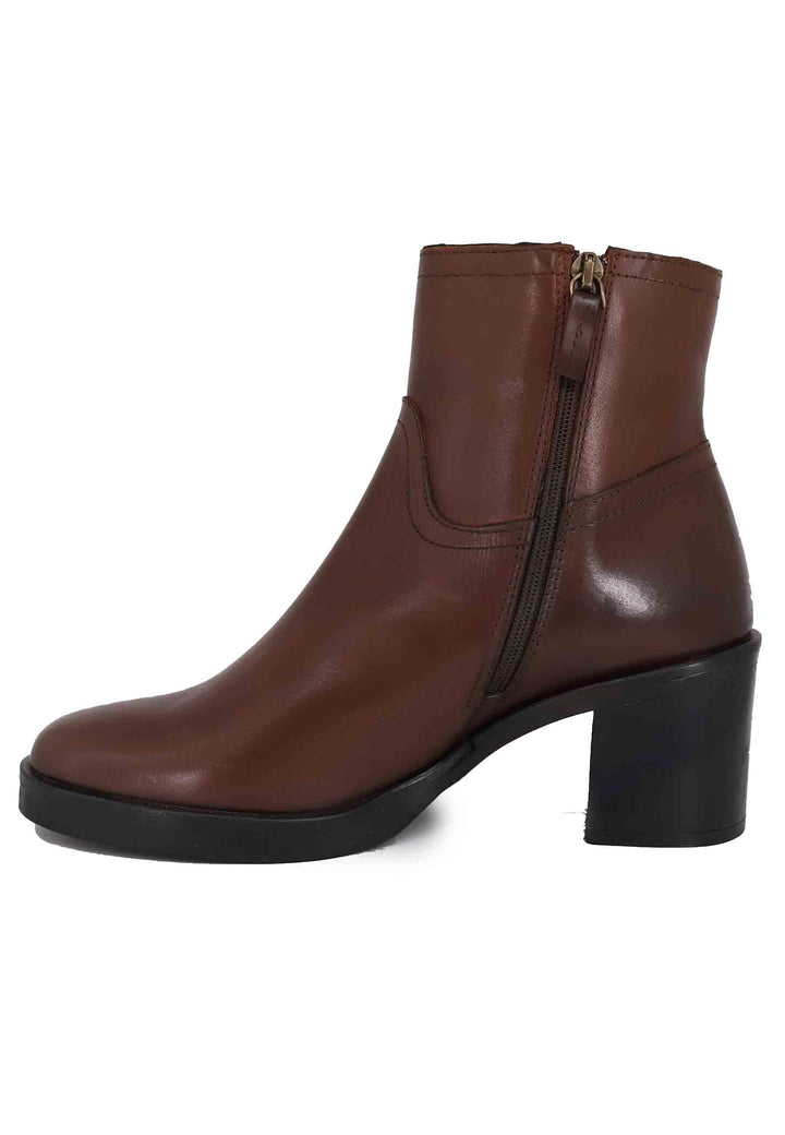 Stivaletti donna in pelle marrone con tacco e suola in gomma SPTR951 012 Spatarella 