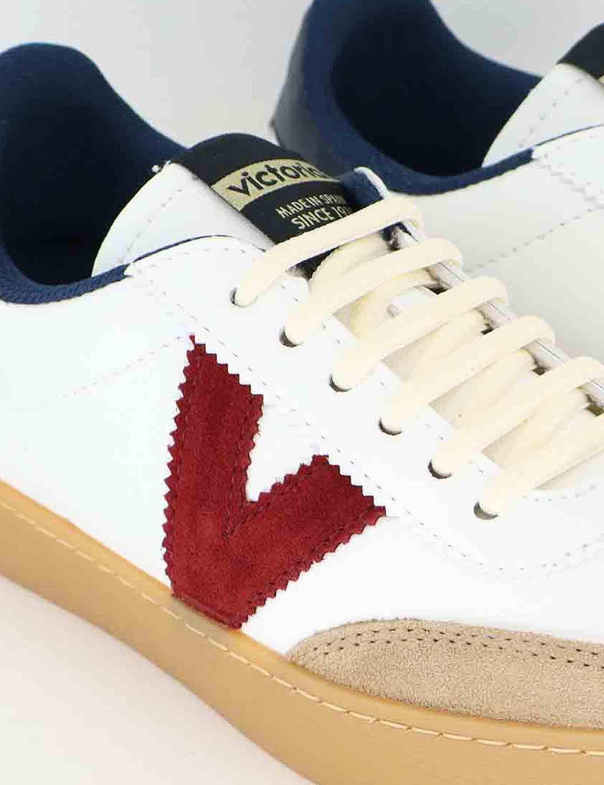 Sneakers donna in pelle bianca e camoscio beige 1126217 Marino Victoria 