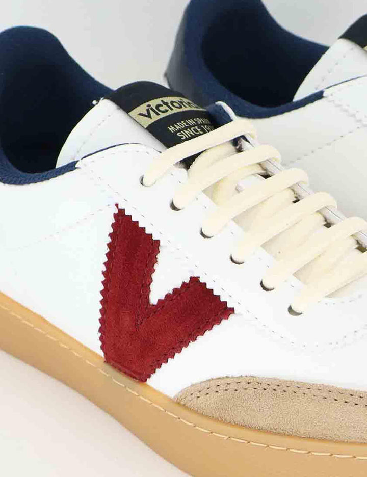 Sneakers donna in pelle bianca e camoscio beige 1126217 Marino Victoria 