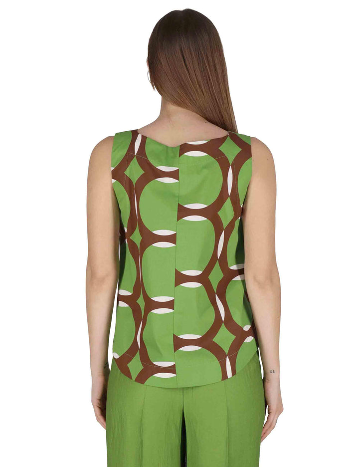 Top donna Tank Blouse in contone verde con fantasie geometriche JABCM0001-F1380-1243 7046 Justmine 