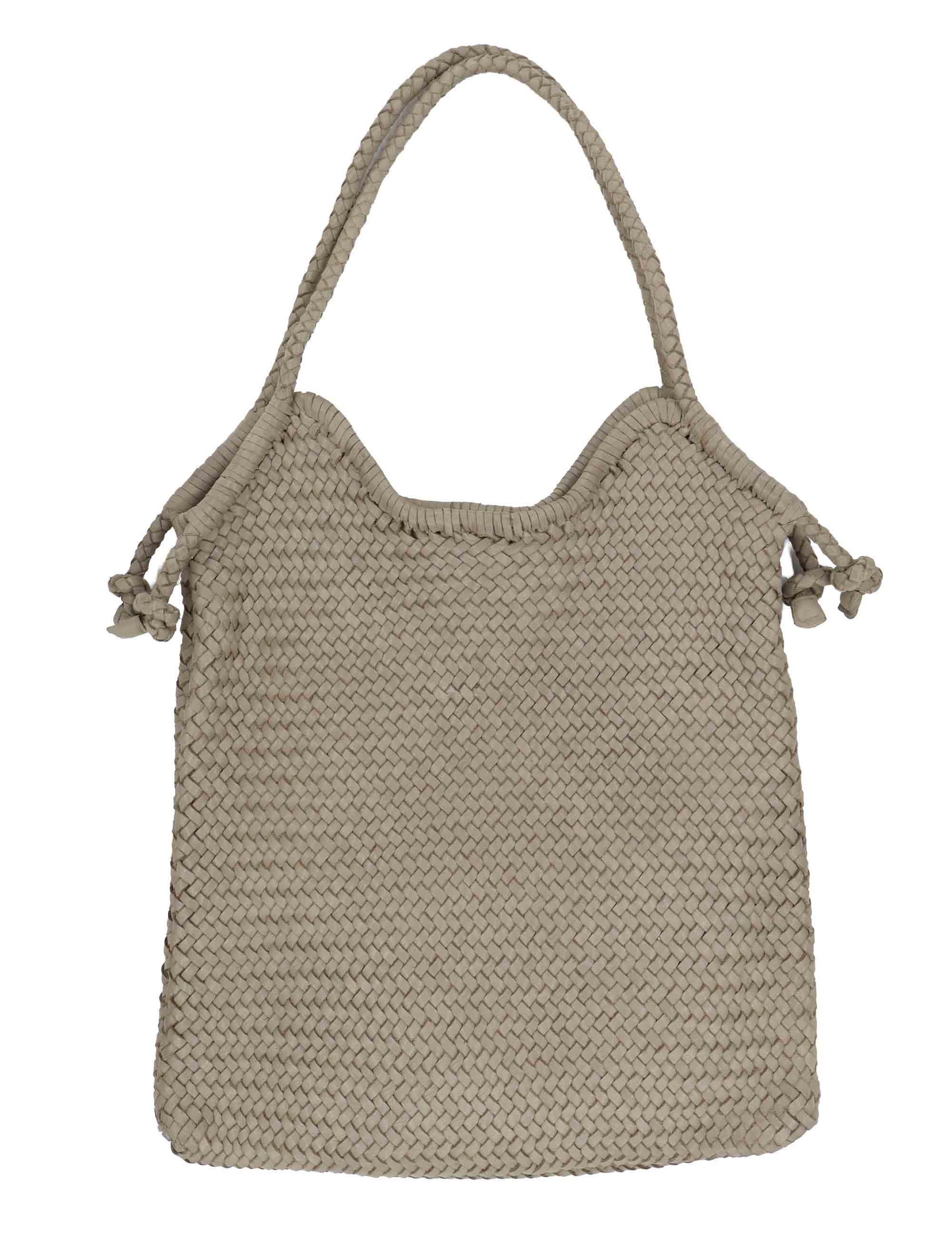 Borse donna in pelle intrecciata sabbia con doppi manici a spalla RBS1101 052 Rehard 
