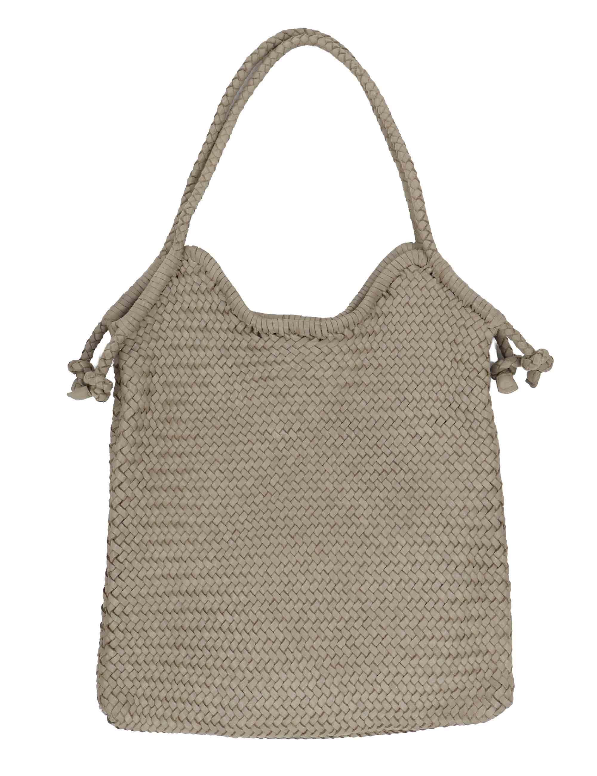 Borse donna in pelle intrecciata sabbia con doppi manici a spalla RBS1101 052 Rehard 