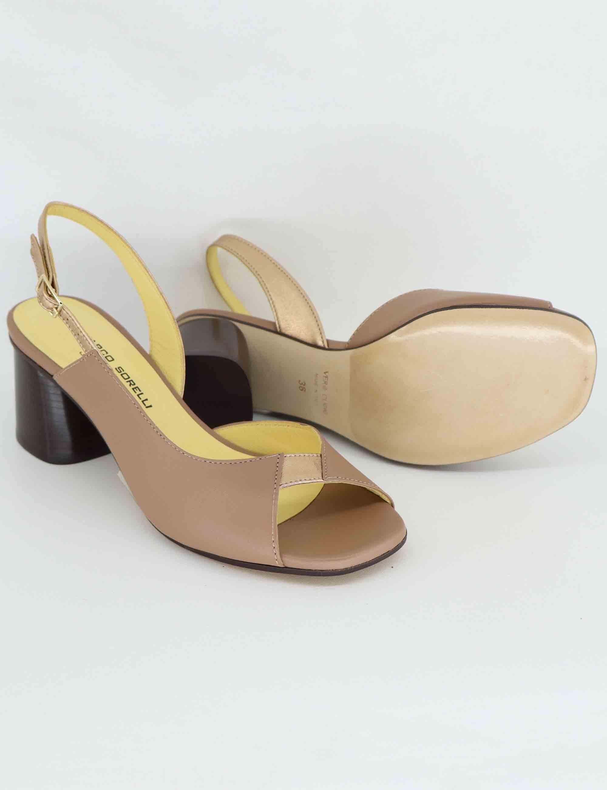 Sandali slingback donna in pelle cuoio tacco alto 3007 6 Gianmarco Sorelli 