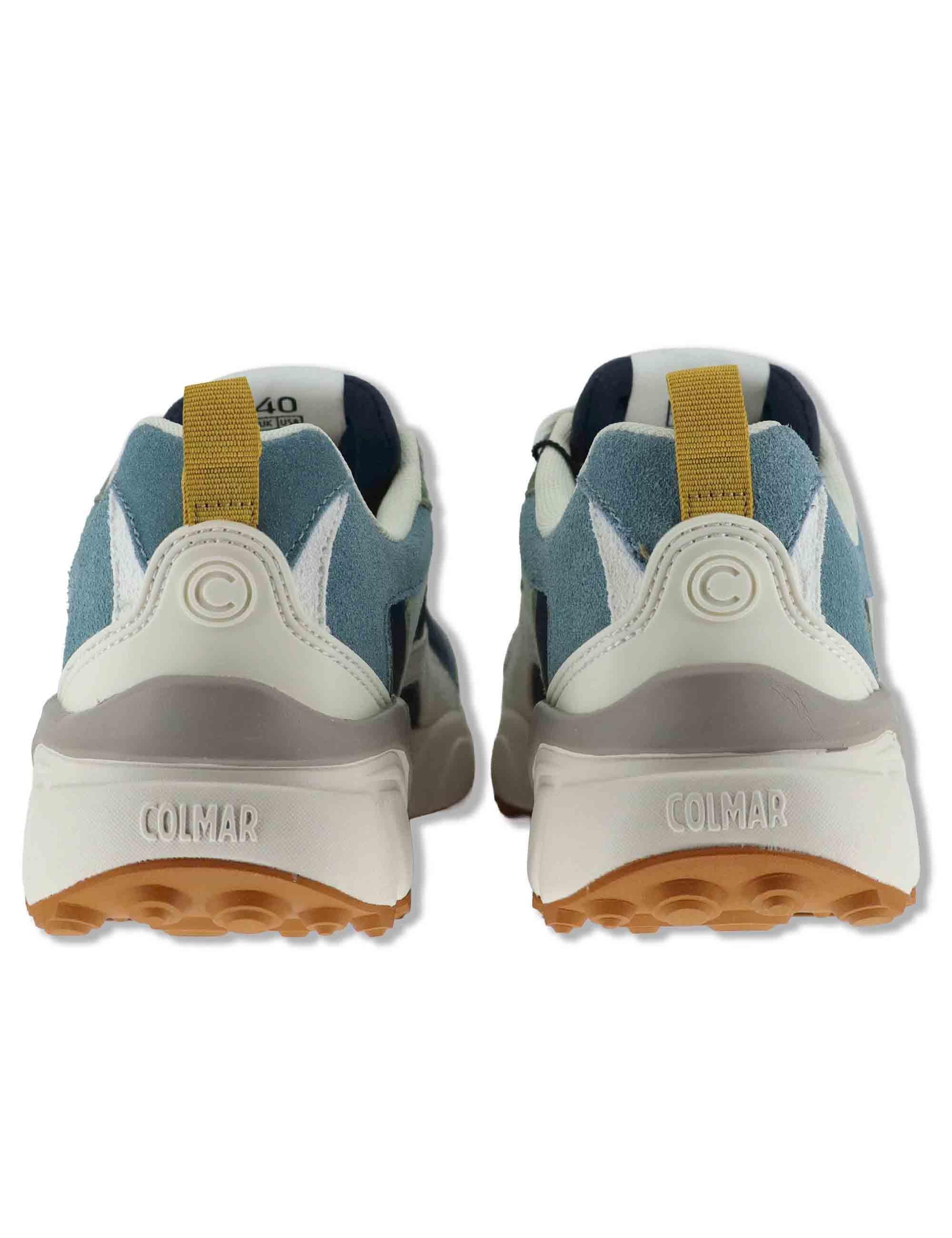 Sneakers uomo in pelle e tessuto blu con suola alta GARNER 023 Colmar 