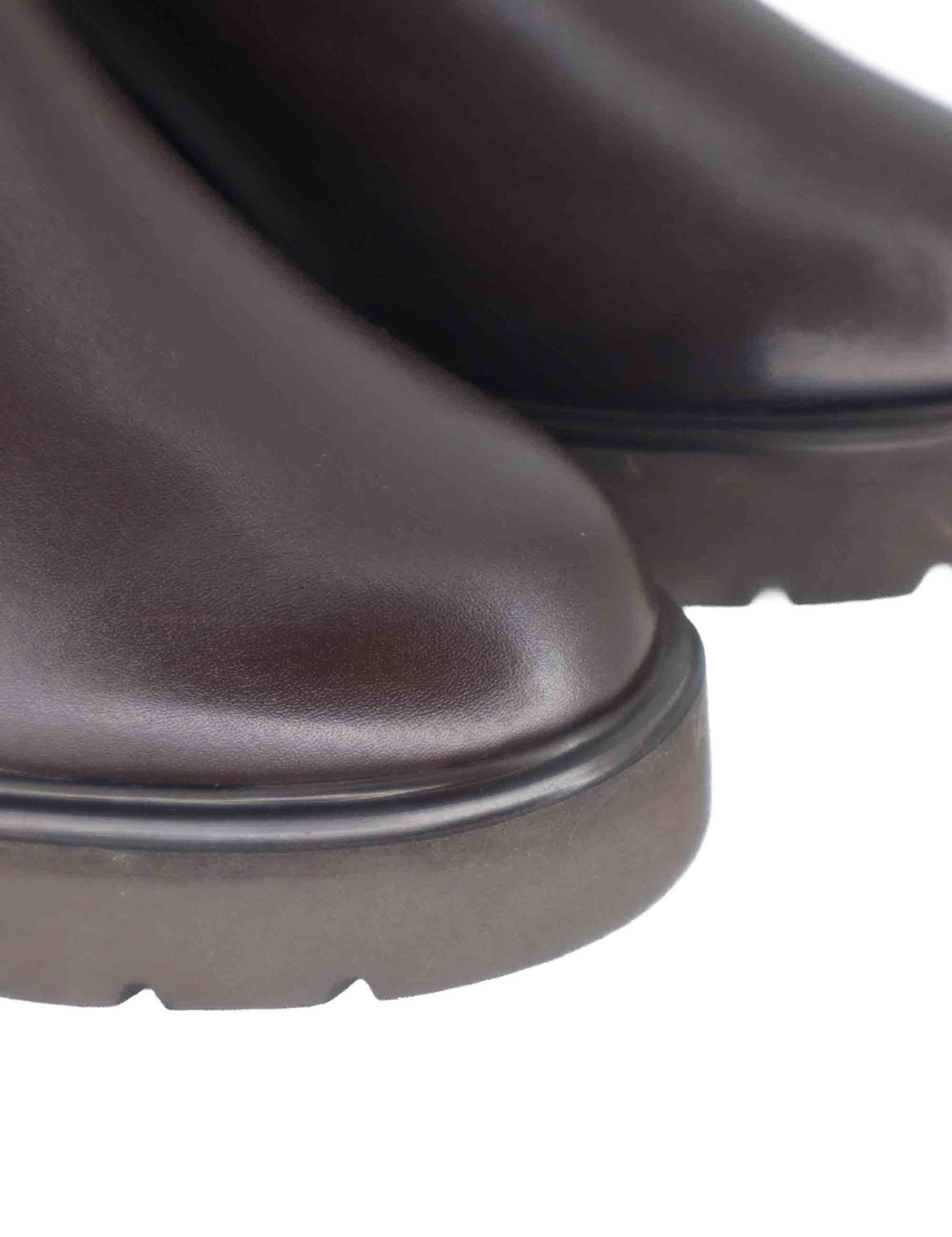 Stivaletti donna in pelle testa di moro con suola alta in gomma KLINO STT WENGUE Unisa 