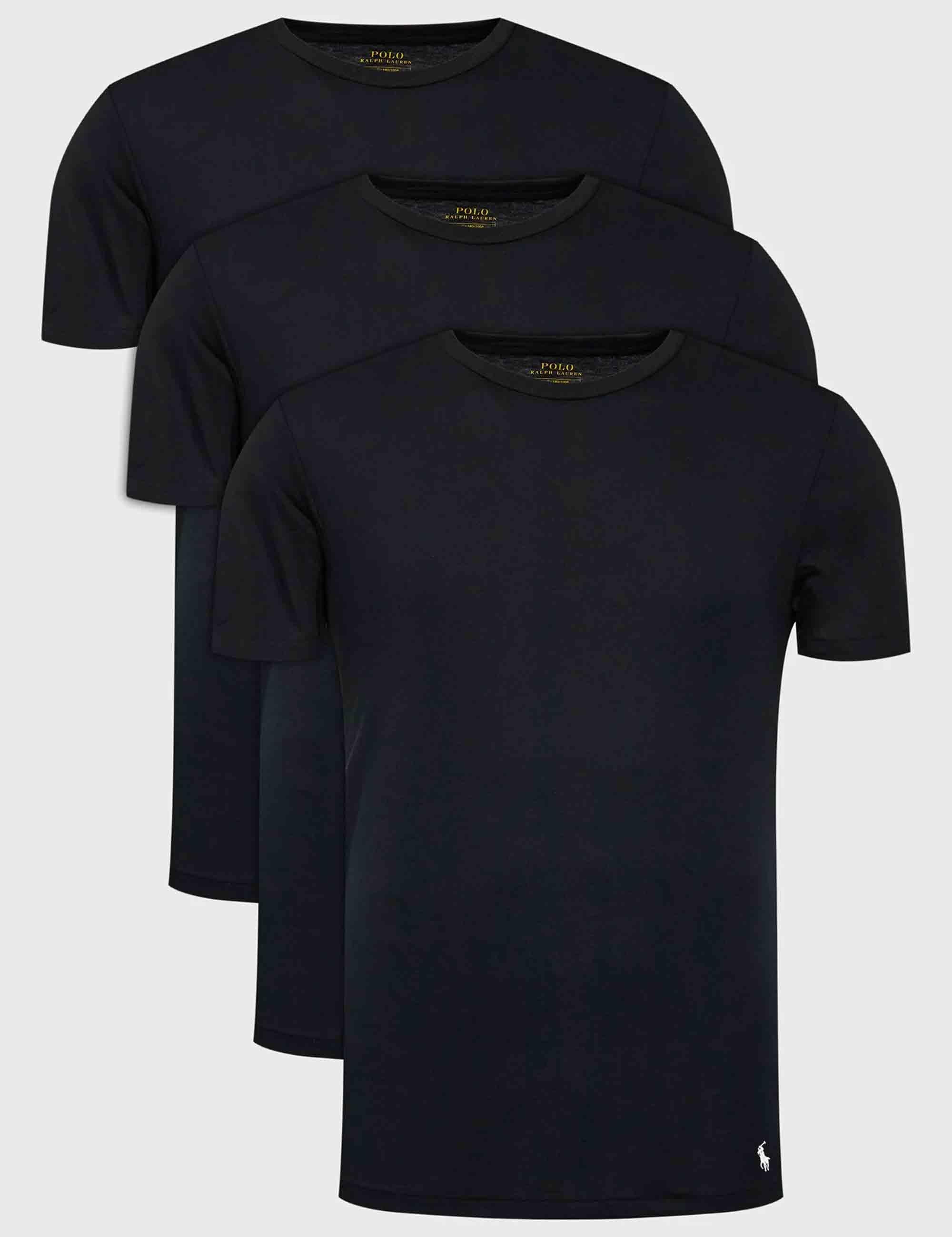 T-shirt uomo Classic Crew in cotone nero con logo ricamato Set di 3 714830304014 BLACK/BLACK/BLACK Polo Ralph Lauren 