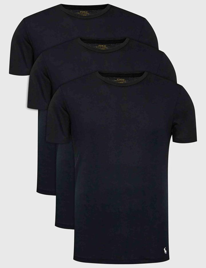 T-shirt uomo Classic Crew in cotone nero con logo ricamato Set di 3 714830304014 BLACK/BLACK/BLACK Polo Ralph Lauren 