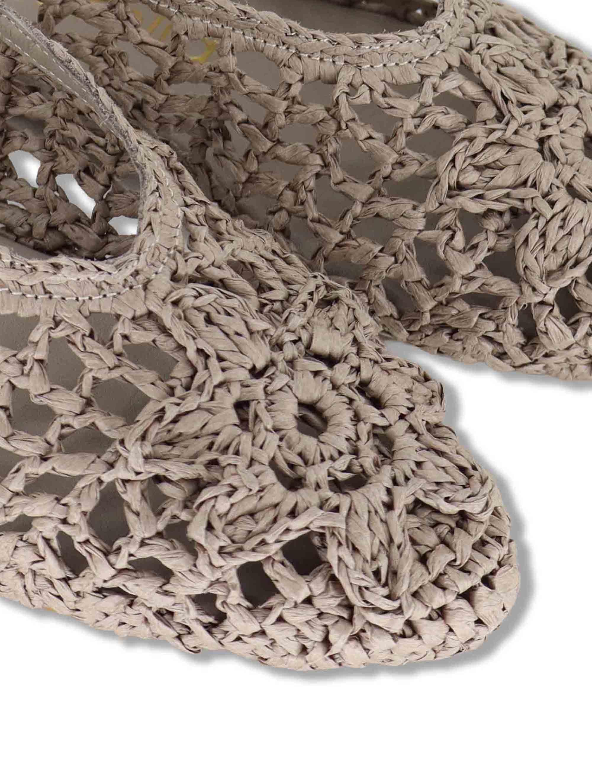 Sligback donna in rafia beige con cinturino posteriore in pelle e tacco basso SP251425 020 Spatarella 