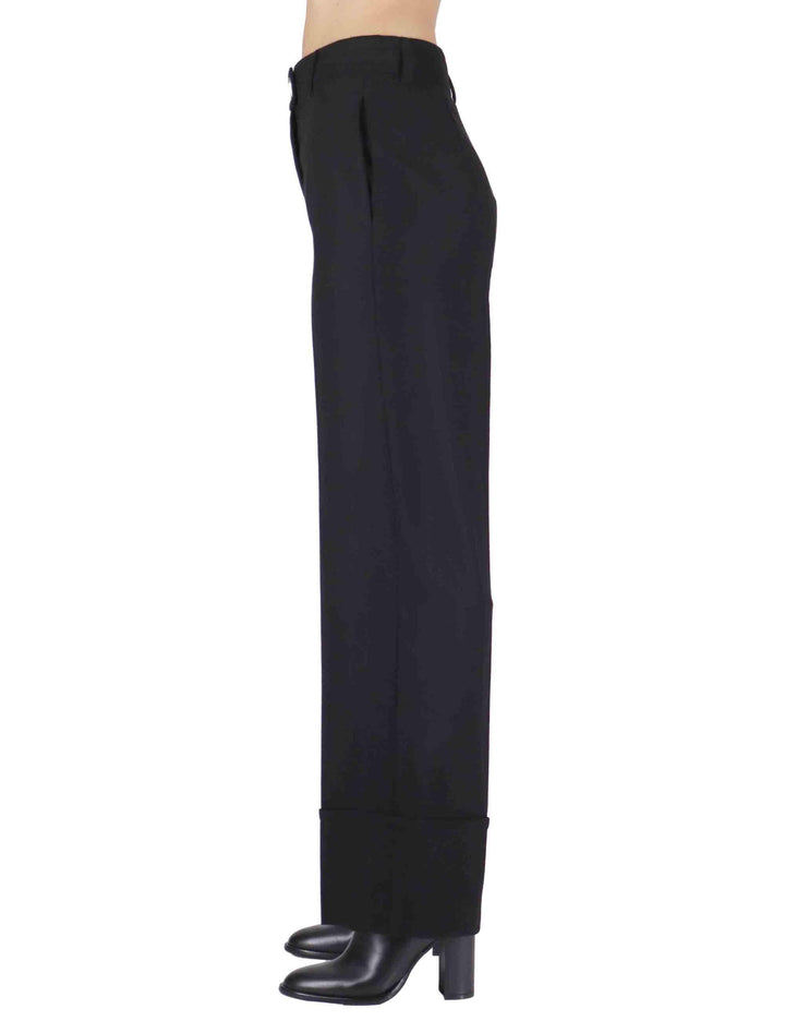 Pantaloni donna Tailored in misto lana nero con gamba larga JH804420294 20000 Maliparmi 